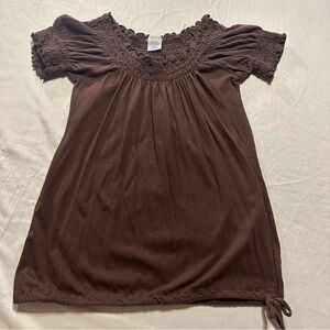 Maurices Chocolate Cotton Blouse Y2K size small